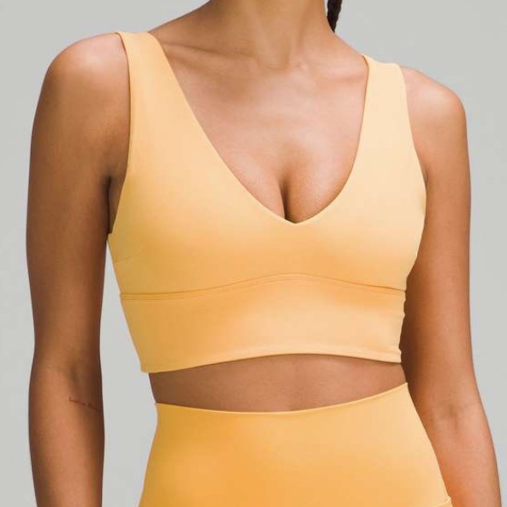 Lululemon Align V Neck Sports Bra Orange Crop Top Yoga Size 8